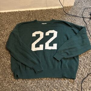 Hollister Forest Green Crewneck Sweater with White '22' Graphic